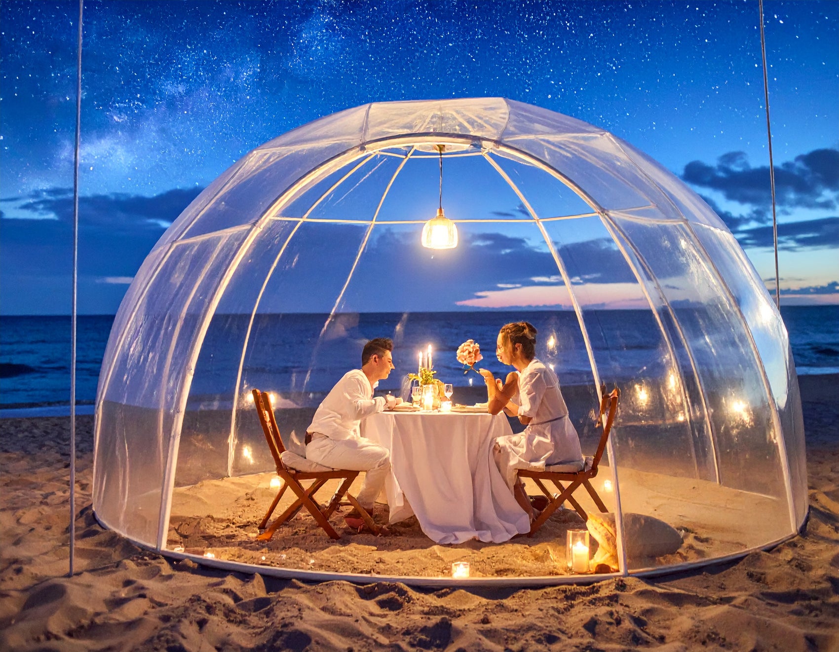Pranzo o Cena in Bubble sul mare (per 2 persone)